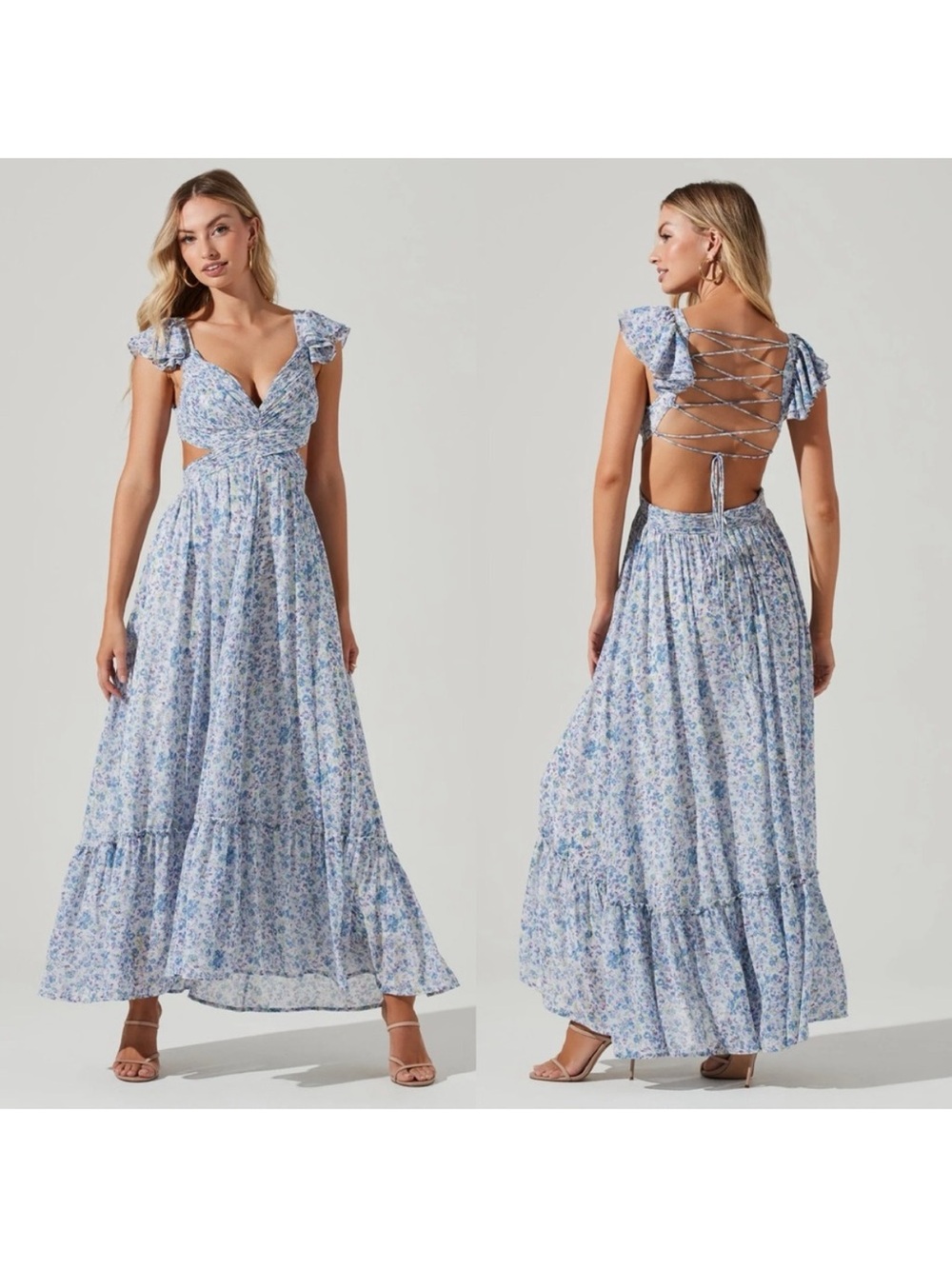 Astr the Label Primose Dress I. Light Blue Floral